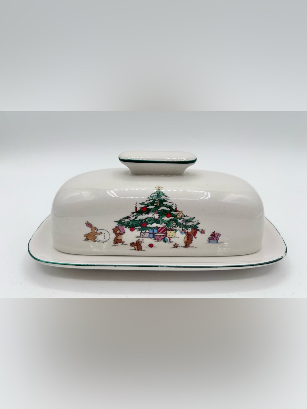 Vintage Salem China Co Whimsical Christmas Covered Butter Dish